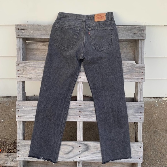 Vintage 90s Levi’s 501XX faded black raw hem jeans - Picture 3 of 8